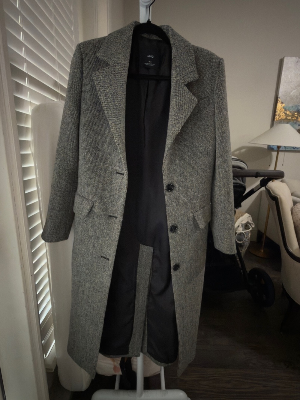 Mango Women's Gray Wool-Blend Pea Coat
